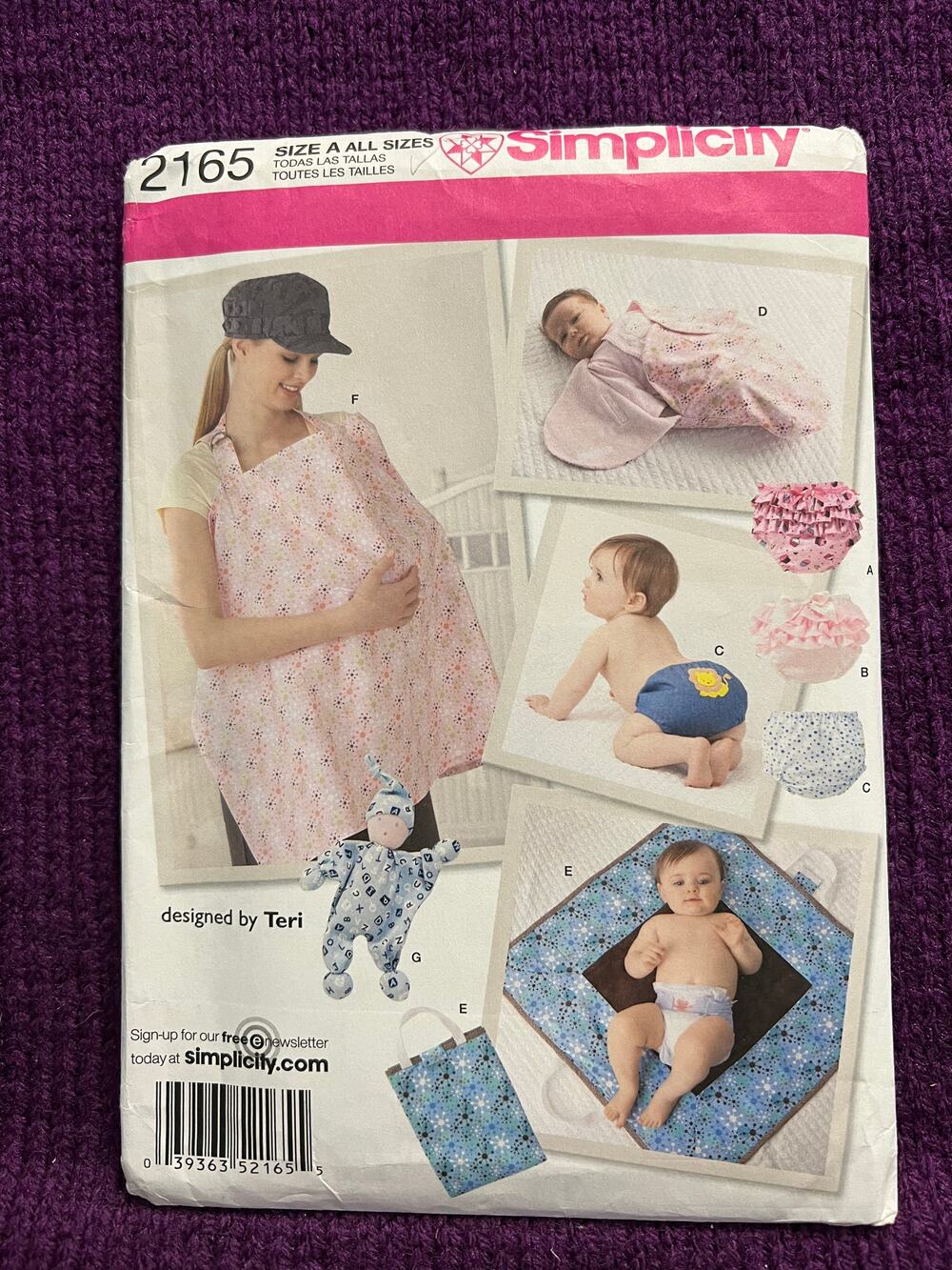 Simplicity 2165 baby swaddle nursing cover diaper cover blanket